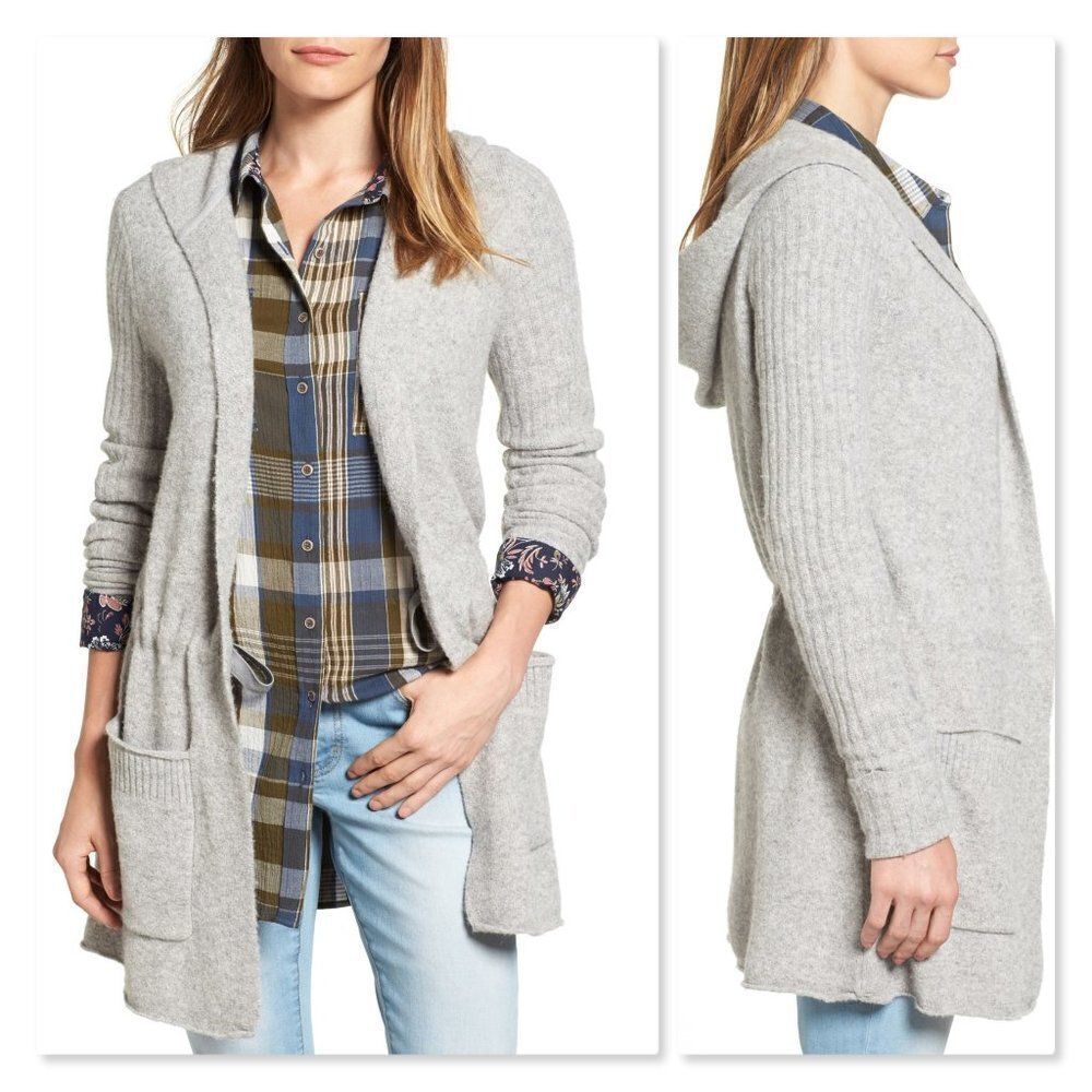 Caslon Hooded Tunic Cardigan sz Small in Gray